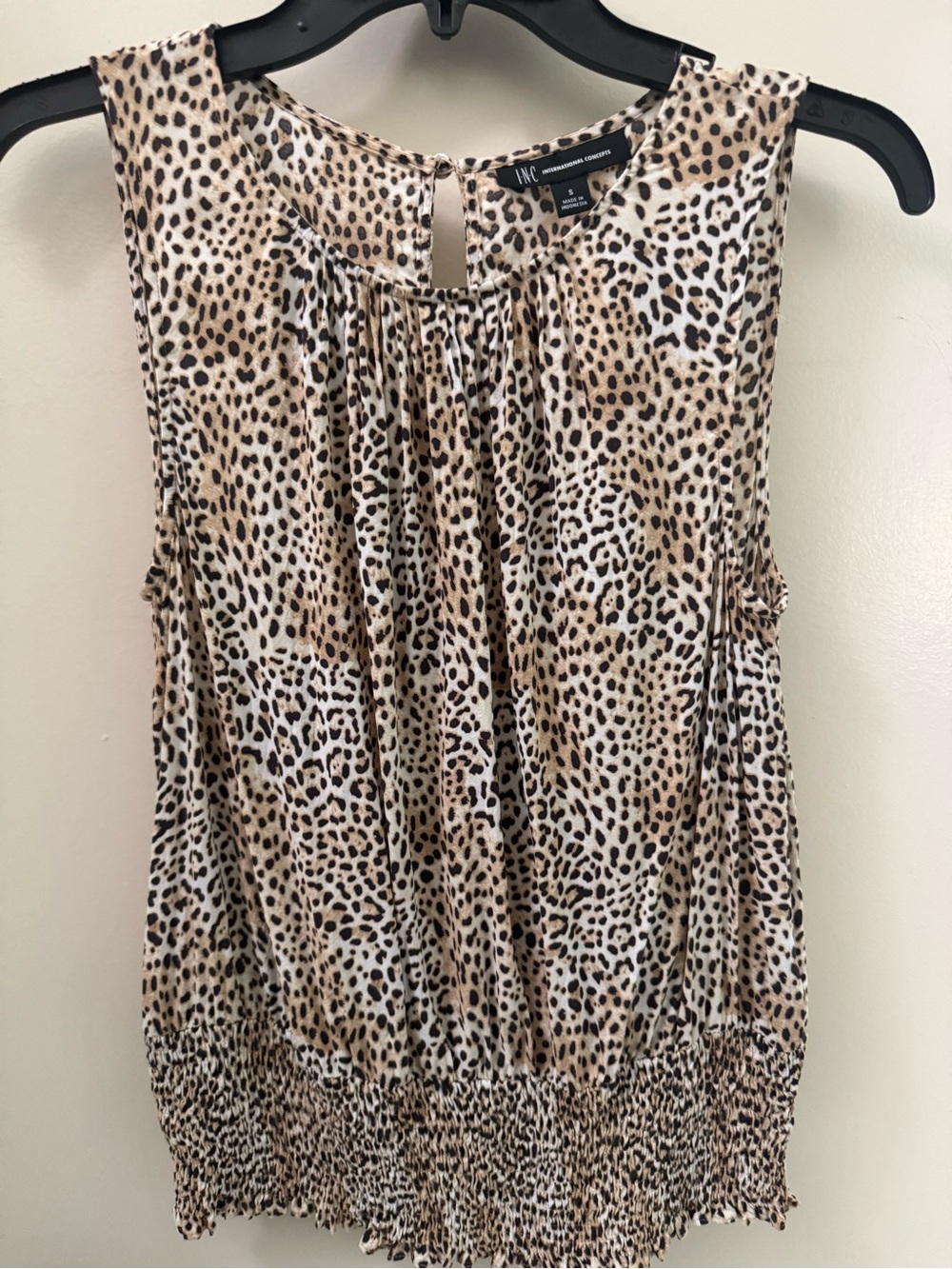 INC International Concepts Leopard-Print Sleeveless Top Elastic Banded Waist
